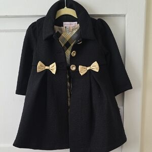 Holiday Black Kid's Coat & Dress (Plaid) with Gold Accents